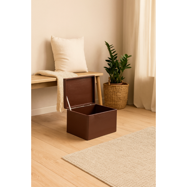 Drewniana skrzynka zamykana 40x30x23 cm Brązowa bez uchwytów