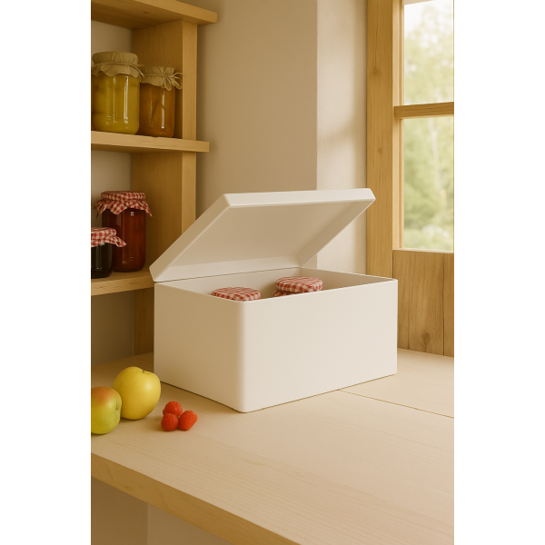 Drewniana skrzynka zamykana bez uchwytów  40x30x23 cm Biała