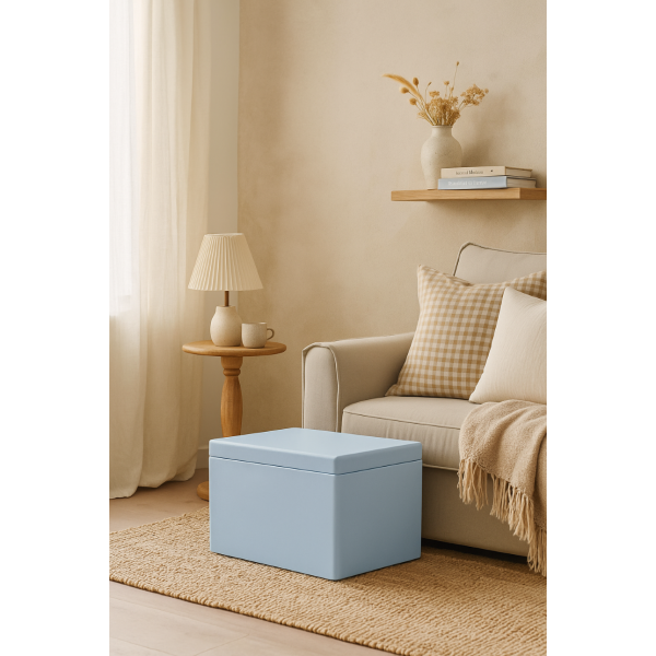 Drewniana skrzynka zamykana 40x30x23 cm bez uchwytów Niebieska