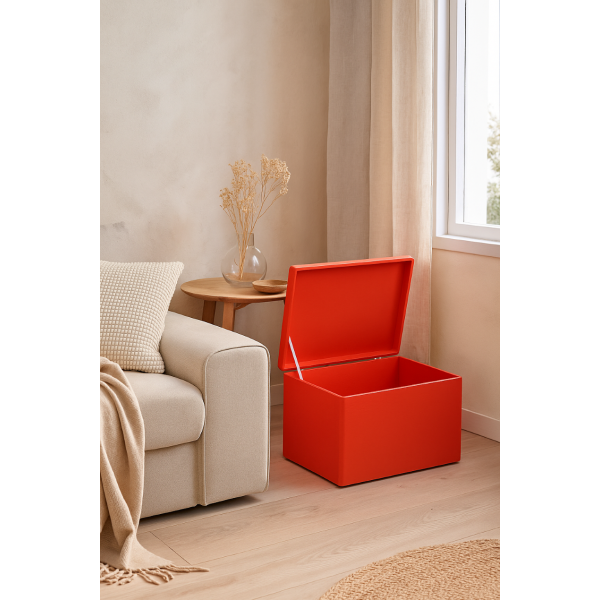 Drewniana skrzynka zamykana 40x30x23 cm Czerwona bez uchwytów