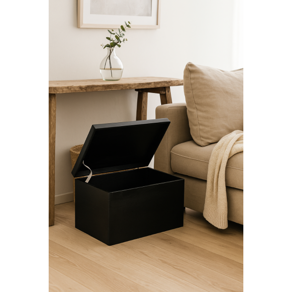 Skrzynka drewniana z deklem 40x30x23 /315214A Jet black, bez uchwytów