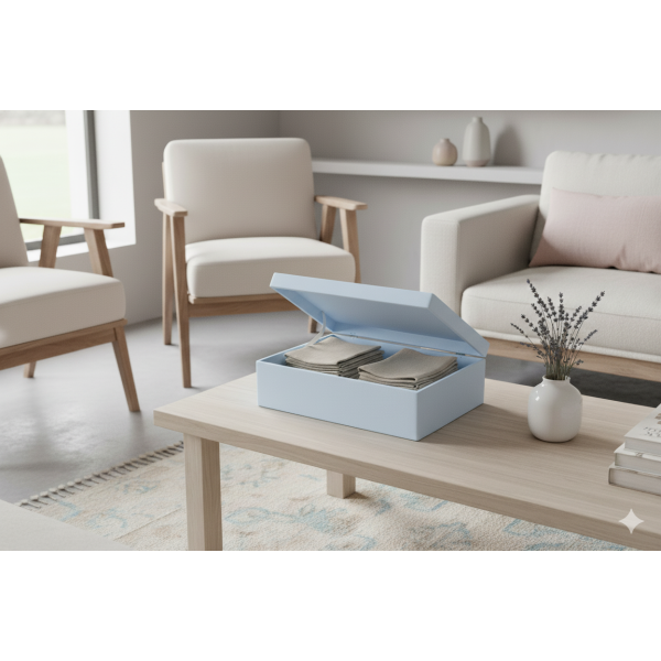 Skrzynka drewniana z deklem 40x30x13,5 /315106A  Pastel blue, bez uchwytów