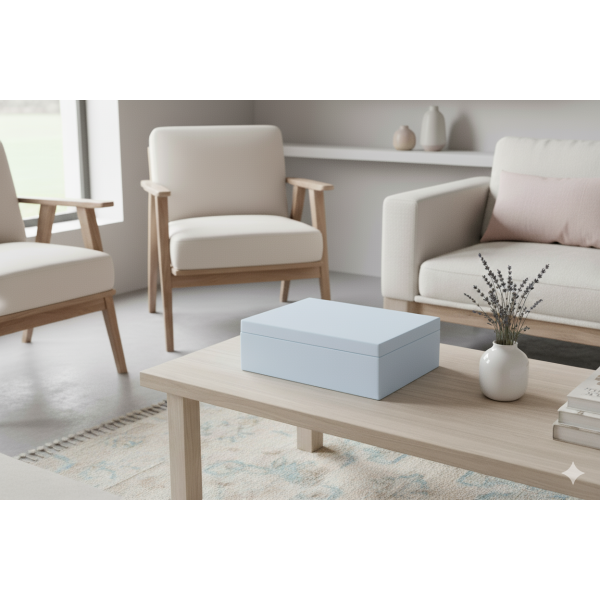 Skrzynka drewniana z deklem 40x30x13,5 cm Bez uchwytów Szara