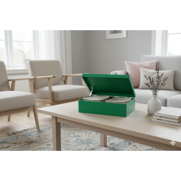 Skrzynka drewniana z deklem 40x30x13,5 cm Zielona bez uchwytów