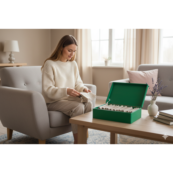 Skrzynka drewniana z deklem 40x30x13,5 cm Zielona bez uchwytów