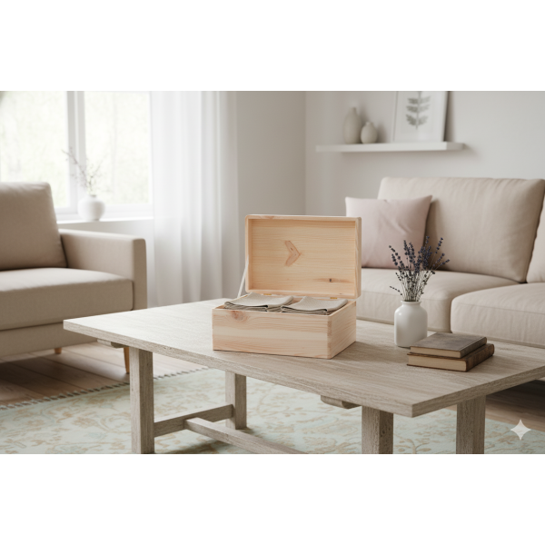 Drewniana skrzynka dekoracyjna 30x20x13,5 cm bez uchwytów