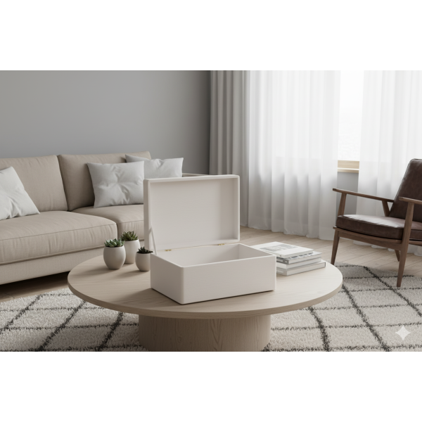 Drewniana skrzynka dekoracyjna 30x20x13,5 cm bez uchwytów Biała