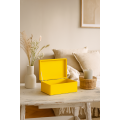 Drewniana skrzynka dekoracyjna 30x20x13,5 cm Żółta bez uchwytów