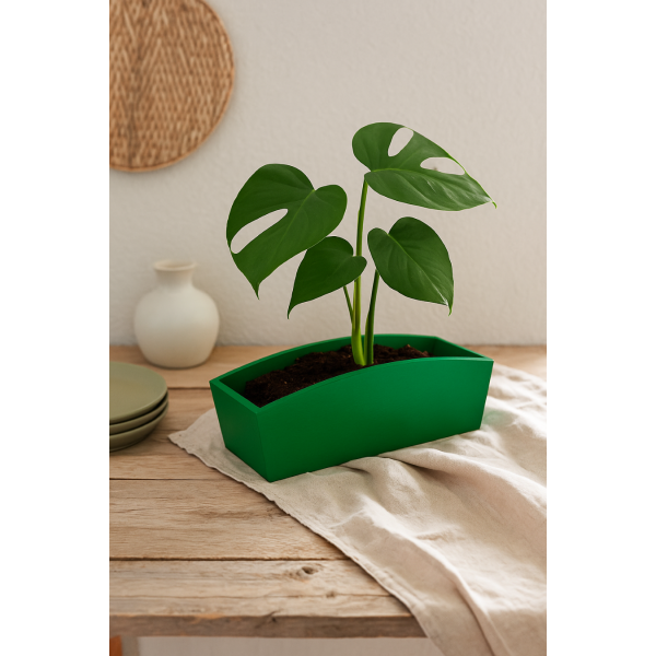 Doniczka drewniana 34x13x10 cm Zielona