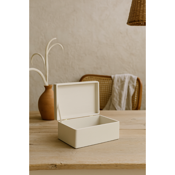 Drewniana skrzynka dekoracyjna 30x20x13,5 cm bez uchwytów Biała