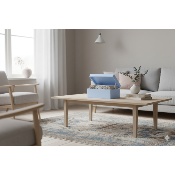 Drewniana skrzynka dekoracyjna 30x20x13,5 cm Niebieska bez uchwytów