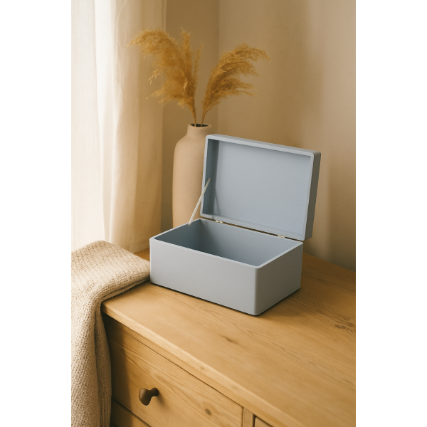 Drewniana skrzynka dekoracyjna 30x20x13,5 cm bez uchwytów Szara