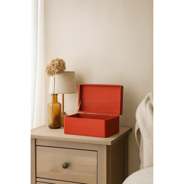 Drewniana skrzynka dekoracyjna 30x20x13,5cm Czerwona bez uchwytów