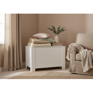 Kufer drewniany 77x40x50 cm biały – skrzynia do przechowywania