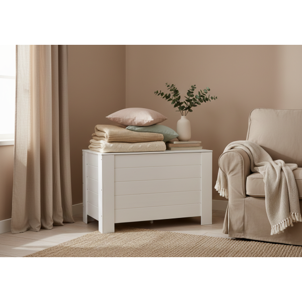 Kufer drewniany 77x40x50 cm Biały