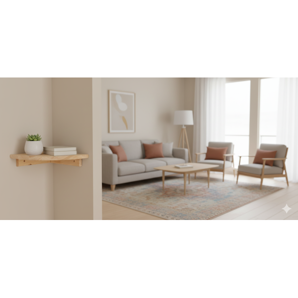 Półka drewniana narożna 22x22 cm