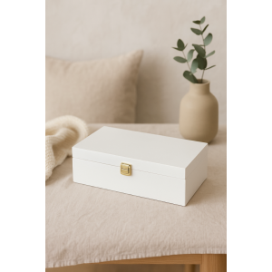Herbaciarka drewniana 28x16x8,5 cm biała – pudełko na herbatę