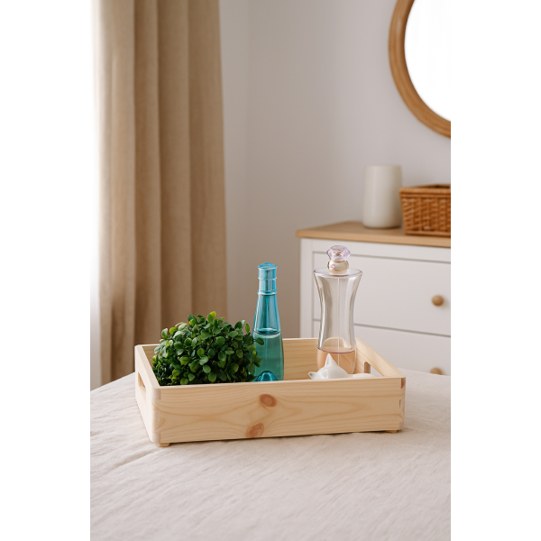 Drewniana taca dekoracyjna 30x20x7 cm – naturalna