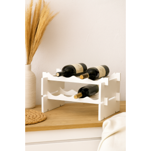 Stojak drewniany na butelki 2-poziomowy 50x32x27 cm biały – regał na wino