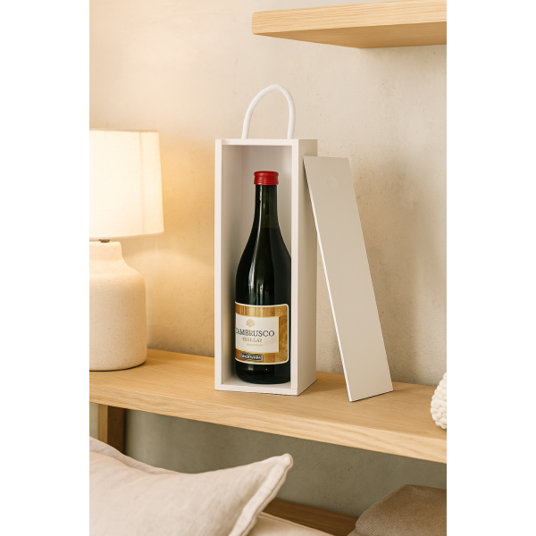 Skrzynka drewniana na wino 10x11x35 cm Biała