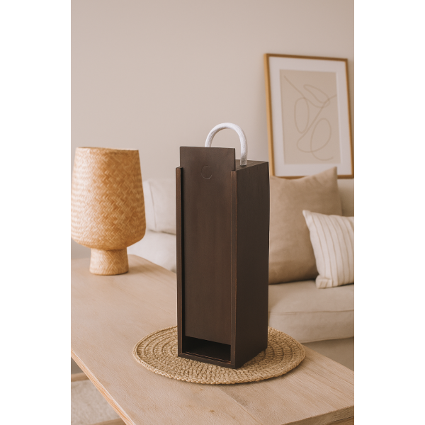 Skrzynka drewniana na wino 10x11x35 cm Brązowa