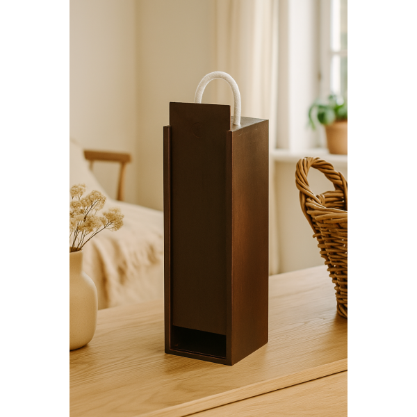 Skrzynka drewniana na wino 10x11x35 cm Brązowa