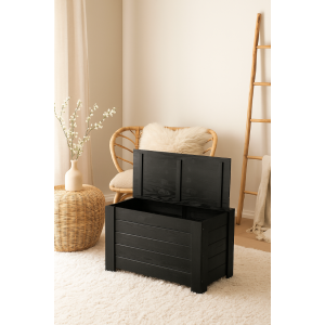 Kufer drewniany 77x40x50 cm czarny – skrzynia do przechowywania