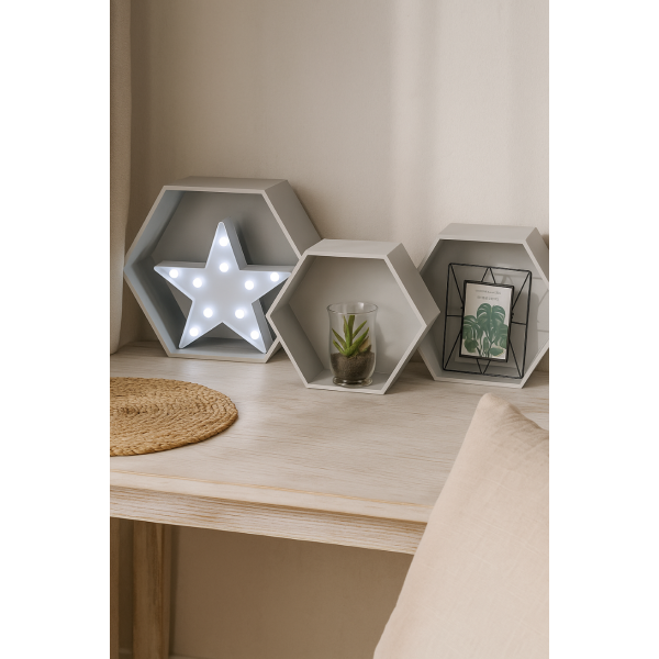 Półki drewniane plaster miodu "heksagon" Szare