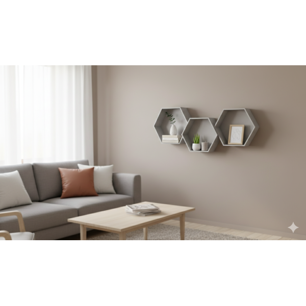 Półki drewniane plaster miodu "heksagon" Szare