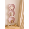 Półki drewniane plaster miodu "heksagon" Różowa