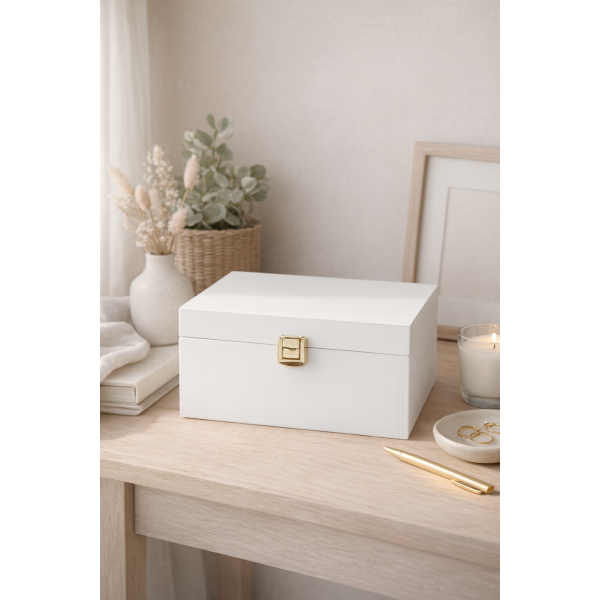 Herbaciarka drewniana 21x16x8,5 cm Biała