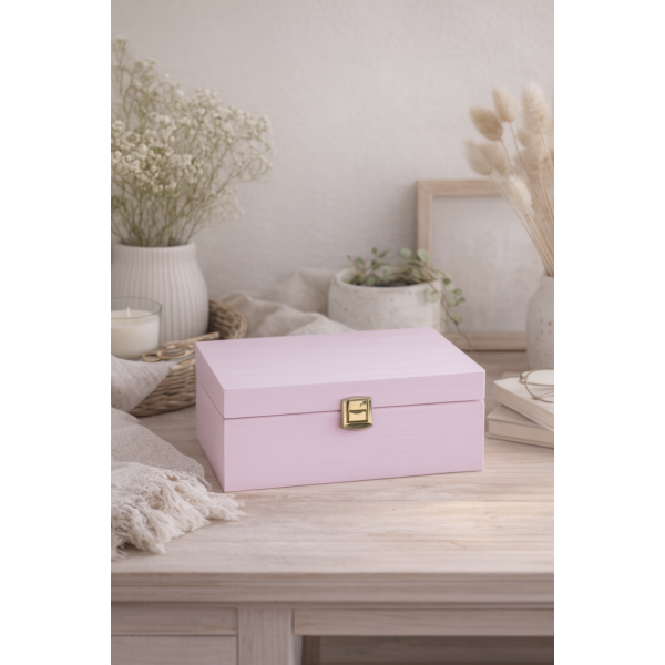 Herbaciarka drewniana 21x16x8,5 cm Różowa