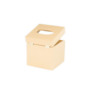 Chustecznik drewniany 13x13x14 cm Sand yellow