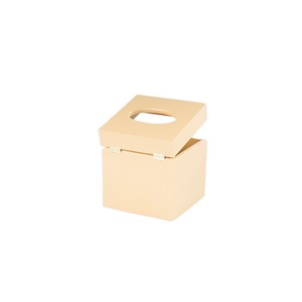 Chustecznik drewniany 13x13x14 cm Sand yellow