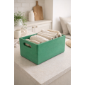 Skrzynka drewniana 30×20×13,5 cm z uchwytami - zielona