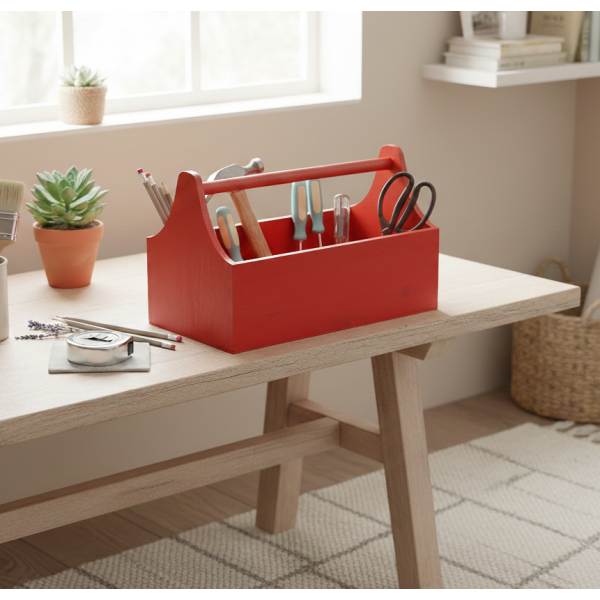 Skrzynka Drewniana Dekoracyjna Na Zioła 34x18x20,5 cm Czerwona