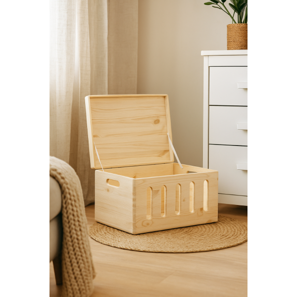 Skrzynka drewniana z deklem 40x30x23 cm Dekiel ze sklejki, Wybranie, bez nóżek