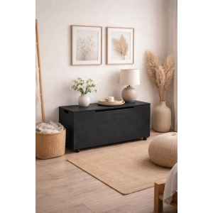 Drewniana skrzynia na zabawki / pojemnik do przechowywania z kółkami – 90x48x51 cm