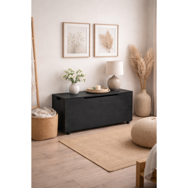 Drewniana skrzynia na zabawki / pojemnik do przechowywania z kółkami – 90x48x51 cm