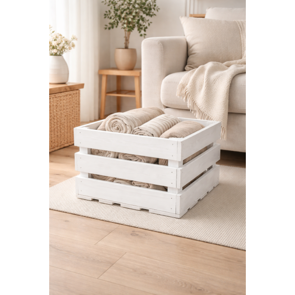 Skrzynka drewniana listewkowa 40x40x29,5 /5926.01 Signal white