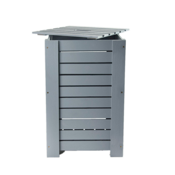 Kosz na bieliznę drewniany 35x25x55 cm Silver grey