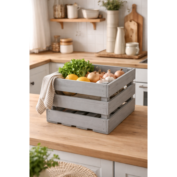 Skrzynka drewniana listewkowa 40x40x29,5 /5926.01 Silver grey