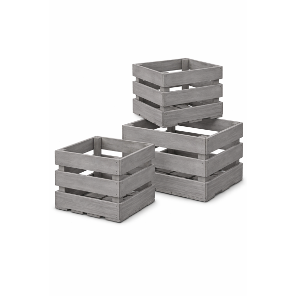 Skrzynka drewniana listewkowa 40x40x29,5 /5926.01 Silver grey