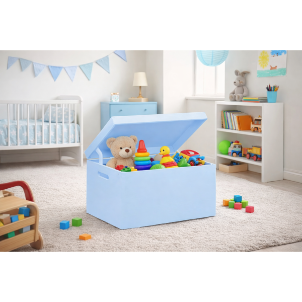 Drewniana skrzynka zamykana 40x30x23 cm Niebieska