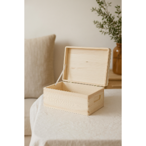 Skrzynka drewniana z deklem 21x12x9,5 cm naturalna – pudełko do przechowywania