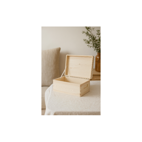 Skrzynka drewniana z deklem 21x12x9,5 cm naturalna – pudełko do przechowywania