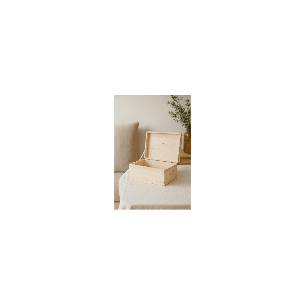 Skrzynka drewniana z deklem 21x12x9,5 cm naturalna – pudełko do przechowywania