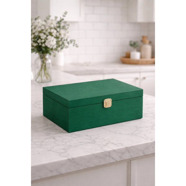 Herbaciarka drewniana 21x16x8,5 cm Zielona