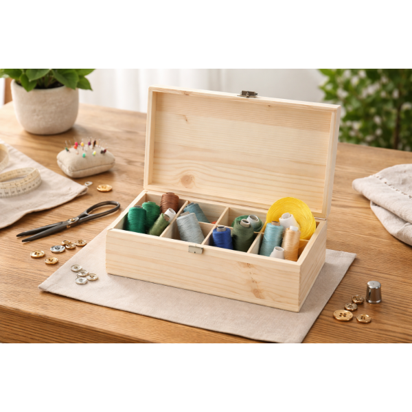 Skrzynka drewniana z deklem z separatorami 40x30x23 cm