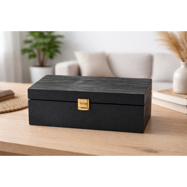 Herbaciarka drewniana 28x16x8,5 cm Czarna